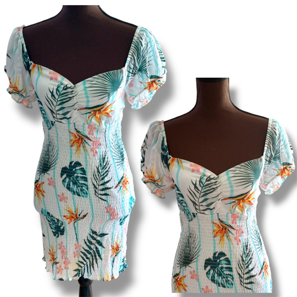 Guess Sundress, Tropical Dress, Travel Vacation Outfit, Orange/Green, Summer S